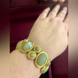 Moonstone Bead Bracelet - Gold Tone
